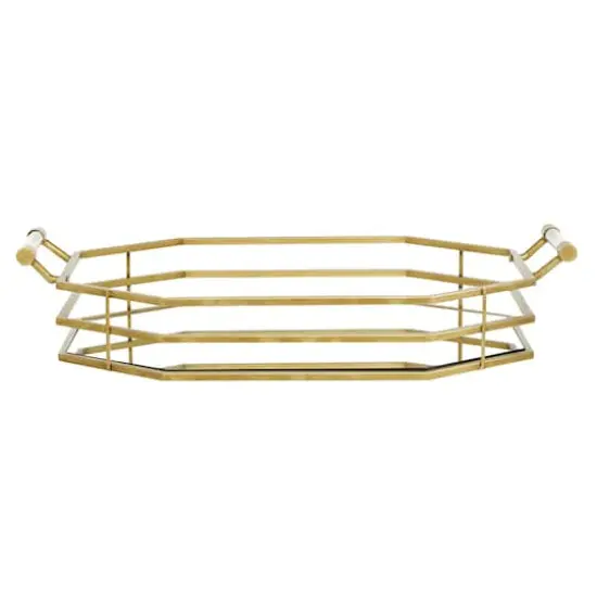 CosmoLiving by Cosmopolitan 27" Gold Metal Glam Tray {1}