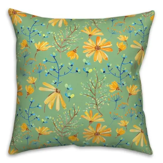 Flowers & Foliage Throw Pillow Green {1}