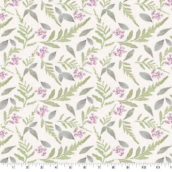 Suzanne Nicoll Peony Leaves & Berries Cotton Fabric {1}