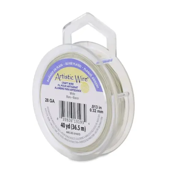 Artistic Wire&reg; 28 Gauge Silver Plated Tarnish Resistant Colored Copper Craft Wire, 40yd. White {1}