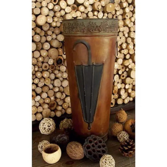 Set of 2 Brown Metal Rustic Vase, 21", 16" {12}