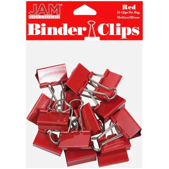 JAM Paper 1.25" Colorful Binder Clips, 30ct. Red {3}