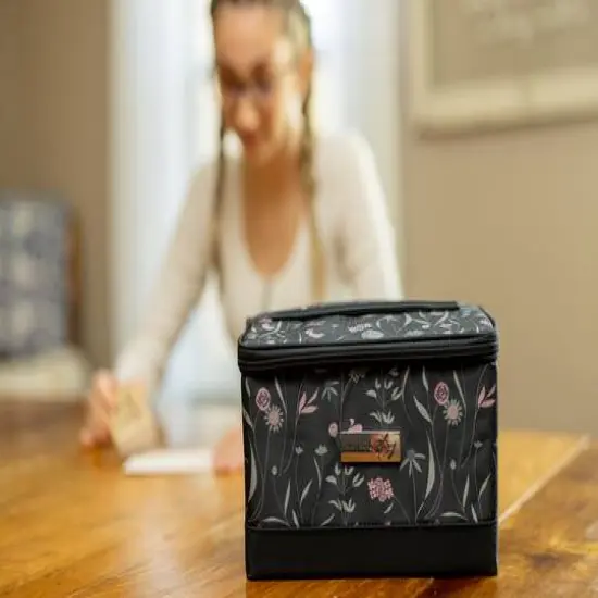 Everything Mary Pink & Gray Floral Collapsible Sewing Kit Organizer Box {8}