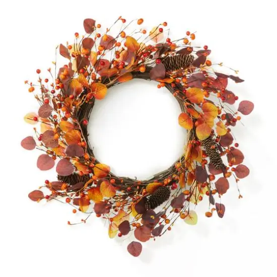 Glitzhome&reg; 22" Fall Eucalyptus Berry Wreath {9}