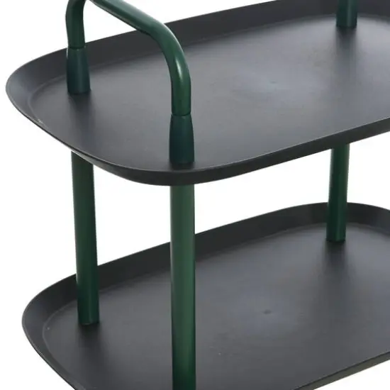 Hello Honey® Main + Mesa™ 2-Tier Modern Plastic and Metal Trolley Black and Dark Green {6}