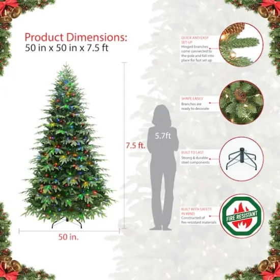 7.5ft. Pre-Lit Rutland Spruce Artificial Christmas Tree, Dual Color Lights {5}
