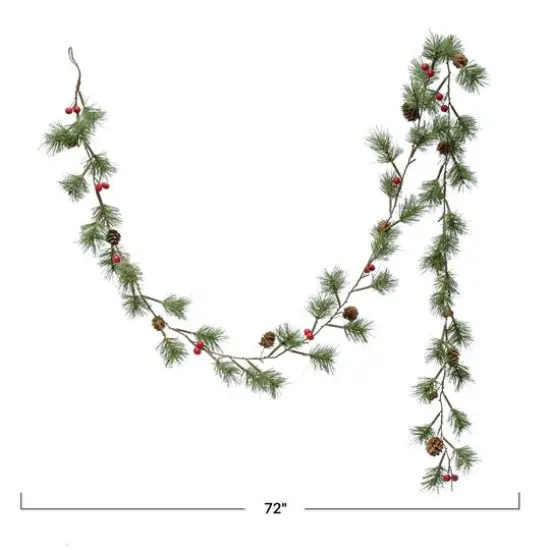 Hello Honey&reg; 6ft. Faux Pine Needle & Red Berries with Natural Pinecones Garland {5}