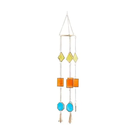 Multi Colored Contemporary Geometric Windchime, 7" x 2" x 35" {3}