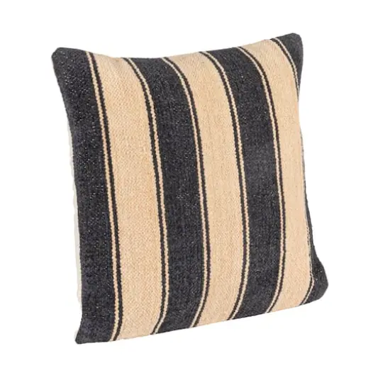 Hello Honey&reg; 20" Black & Cream Striped Cotton Blend Chenille Pillow {1}