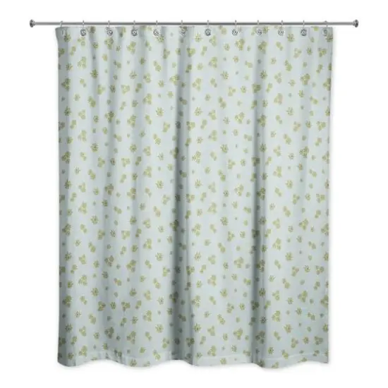 Daisy Pattern Shower Curtain Green {1}