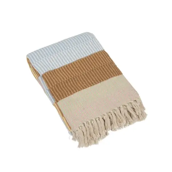 Hello Honey&reg; 60" Striped Woven Reclaimed Cotton Blend Throw with Fringe {1}