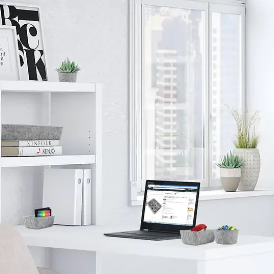 Welaxy 8 Piece Felt Round Cups & Trays Drawer Organizer Set Gray {7}