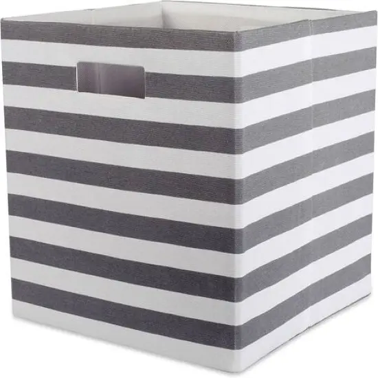 DII&reg; 11" Polyester Stripes Storage Cube Gray {1}