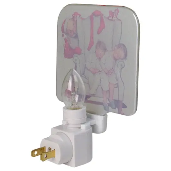6" Norman Rockwell 'Santa Looking at Two Sleeping Children' Glass Christmas Night Light {4}