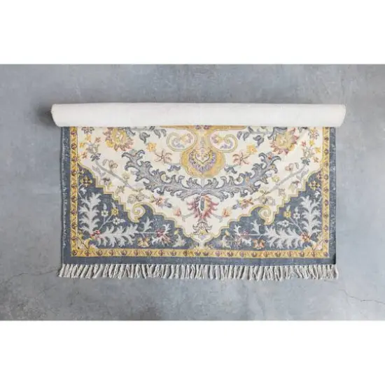 Hello Honey&reg; Multicolor Woven Cotton Distressed Print Rug with Fringe, 4ft. x 6ft. {4}