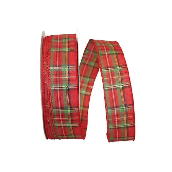 JAM Paper 1.5" x 50yd. Wired Classic Plaid Ribbon {1}