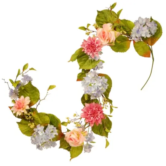 70" Hydrangea, Rose & Dahlia Garland {1}