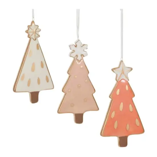 4" Ceramic Pine Tree Ornaments Set {7}