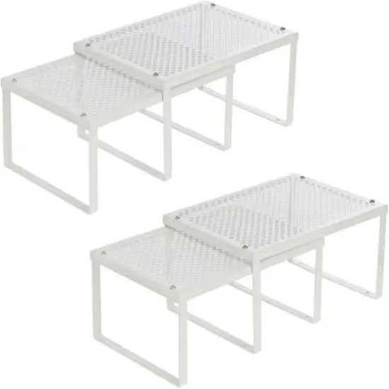 NEX&trade; White Expandable Counter Cabinet Shelf Organizer Set {1}