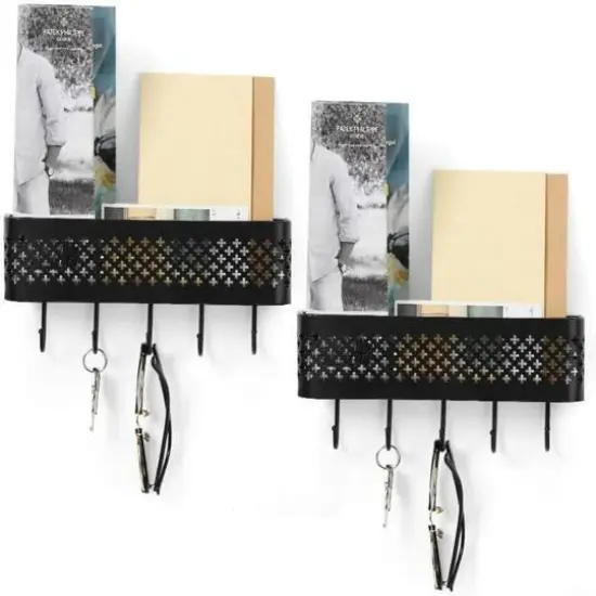NEX™ Black Wall Mount Mail Sorter & 5 Hook Key Organizer, 2ct. {5}
