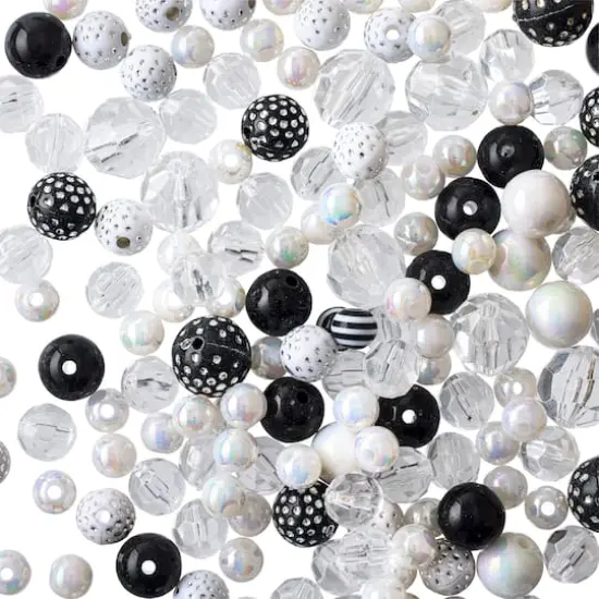 Mixed Black, Clear & White Craft Beads By Bead Landing&trade; {4}