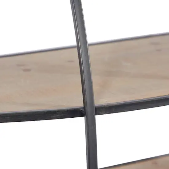 36" Light Brown Iron Round Wall Shelf Unit  {5}