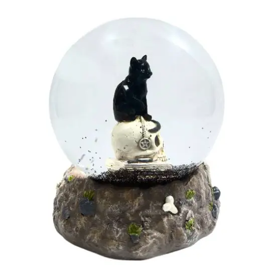 5.5" Black Cat on Skull Water Globe by Ashland&reg; {4}