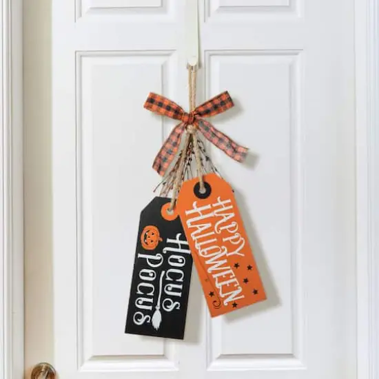 Glitzhome&reg; 24.75" Halloween Wooden Doorknob Hanging D&eacute;cor {3}