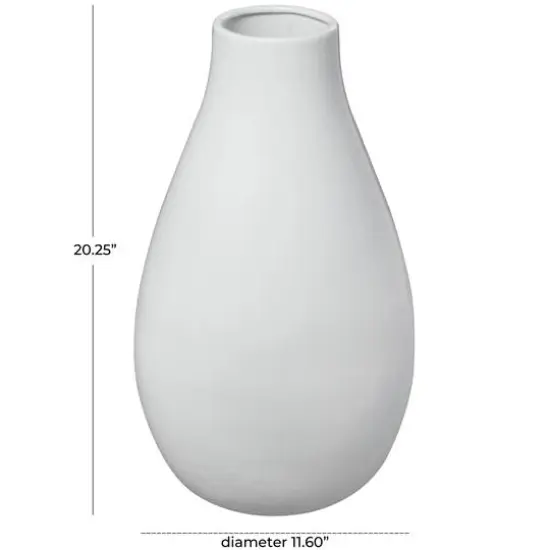 20" Modern Teardrop Ceramic Vase White {6}