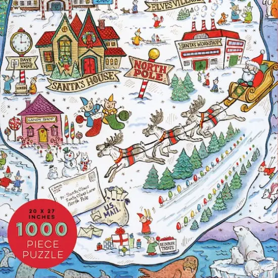 TF Publishing Greetings From The North Pole Map Christmas 1,000 Piece Jigsaw Puzzle {1}