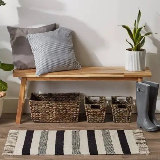 DII&reg; Black Combo Stripe Hand-Loomed Rug, 2ft. x 3ft. {4}