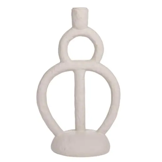 Hello Honey&reg; 12" Ivory Modern Sculptural Taper Candle Holder {5}