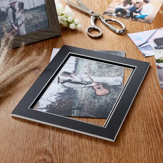 8" x 10" Raised Double Mat By Studio D&eacute;cor&reg;, 6" X 8" Opening Black {4}