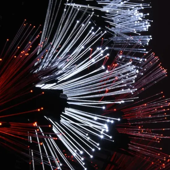 4ft. Fiber Optic Candy Corn Color Lights Black Artificial Halloween Tree {5}