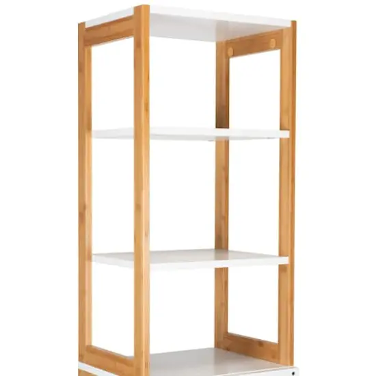 Organize It All Rendition 68" White 6-Shelf Bamboo High Cabinet {9}