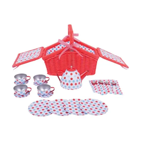 Tin Tea Set & Basket {3}