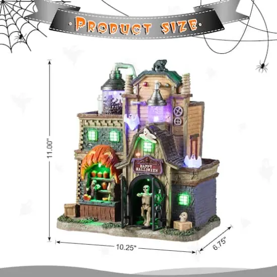 Glitzhome&reg; 11"H Lighted Resin Halloween Haunted House Village {9}