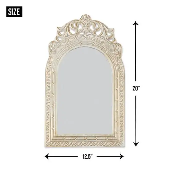 Arched-Top Antique White Wall Mirror {5}