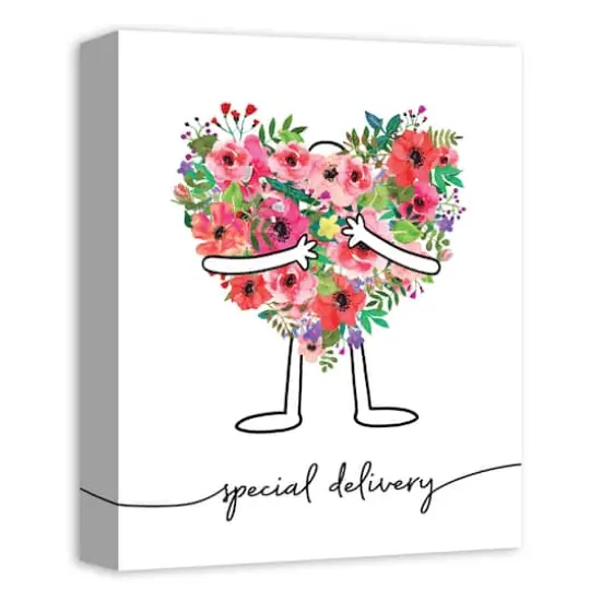 Special Delivery Heart Flower Bouquet Canvas Wall Art {3}
