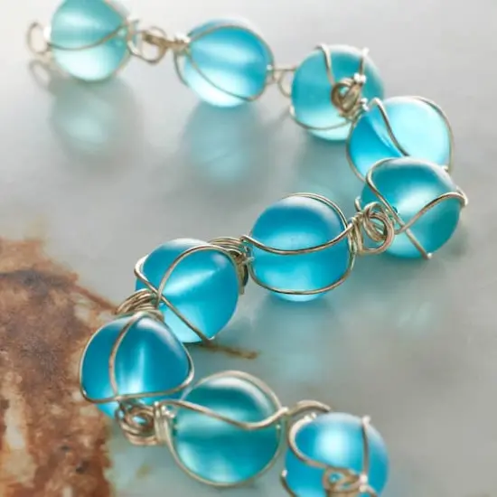 Aqua Wire-Wrapped Glass Beads, 10mm by Bead Landing&trade; {3}