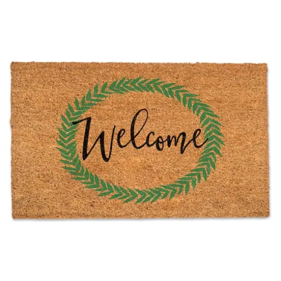 Welcome Green Laurel Doormat {1}