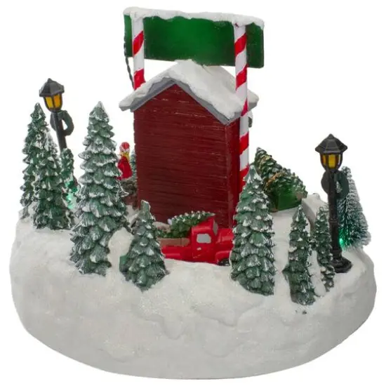 9" Lighted & Animated Christmas Tree Farm Winter Scene with Moving Cars {6}