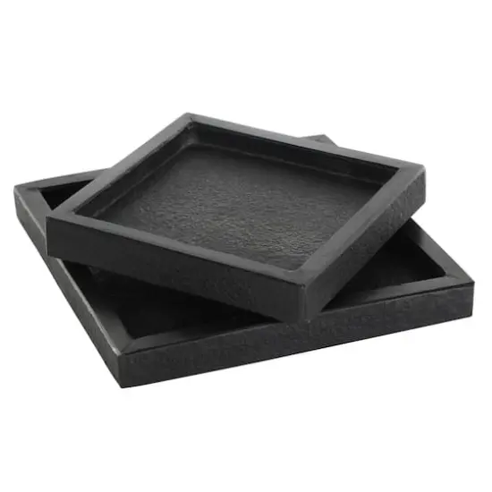 Black Marble Minimalistic Textured Square Trays, 2ct. {4}
