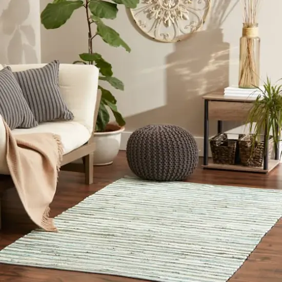 DII&reg; Slim Stripe Cotton Chindi Rug, 4ft. x 6ft. Aqua {3}