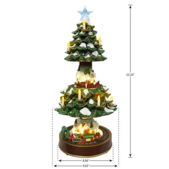 22" Animated Musical Christmas Tree Village with Moving Trains {7}