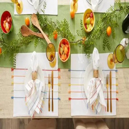 DII&reg; Stripe Tassel Placemats, 4ct. Rainbow {9}