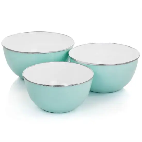 Martha Stewart Turquoise Enamel Mixing Bowl and Lid Set {3}