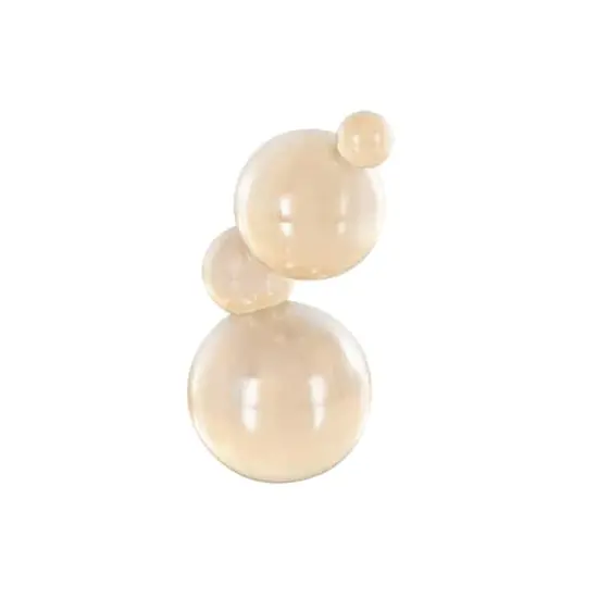 8" Stacked Orbs Decorative Glass Sculpture Beige {4}