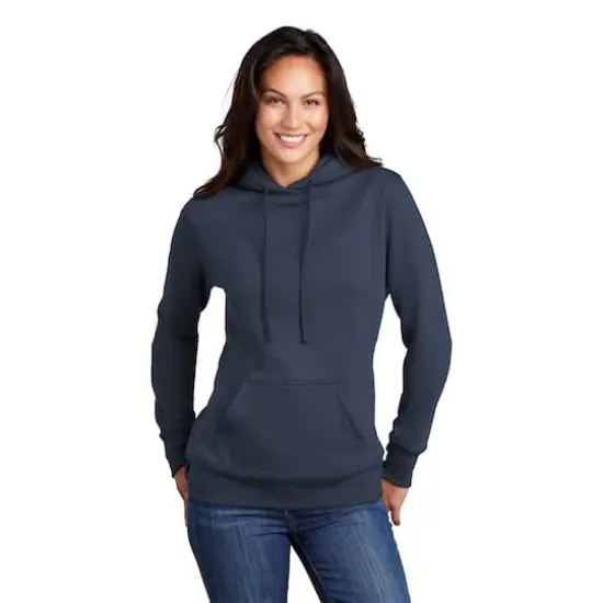 Port & Company&reg; Hooded Pullover Ladies Core Fleece Sweatshirt Navy {3}