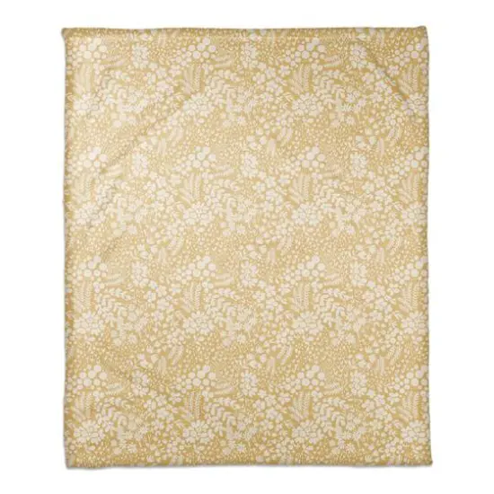 Dainty Floral Coral Fleece Blanket Yellow {1}
